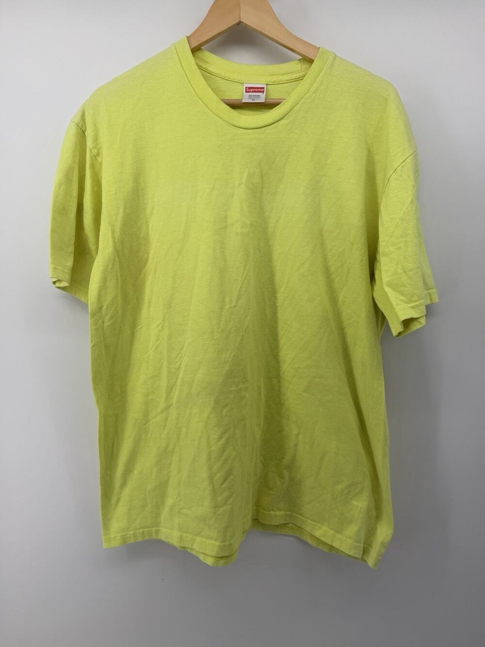 Supreme Blank T-Shirt Men’s XL Neon Yellow 100% Cotton Plain Logo Tag Tee